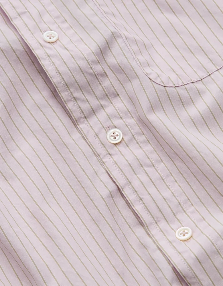 Chemise à col boutonné rayures décontractée en popeline haut de gamme AE77