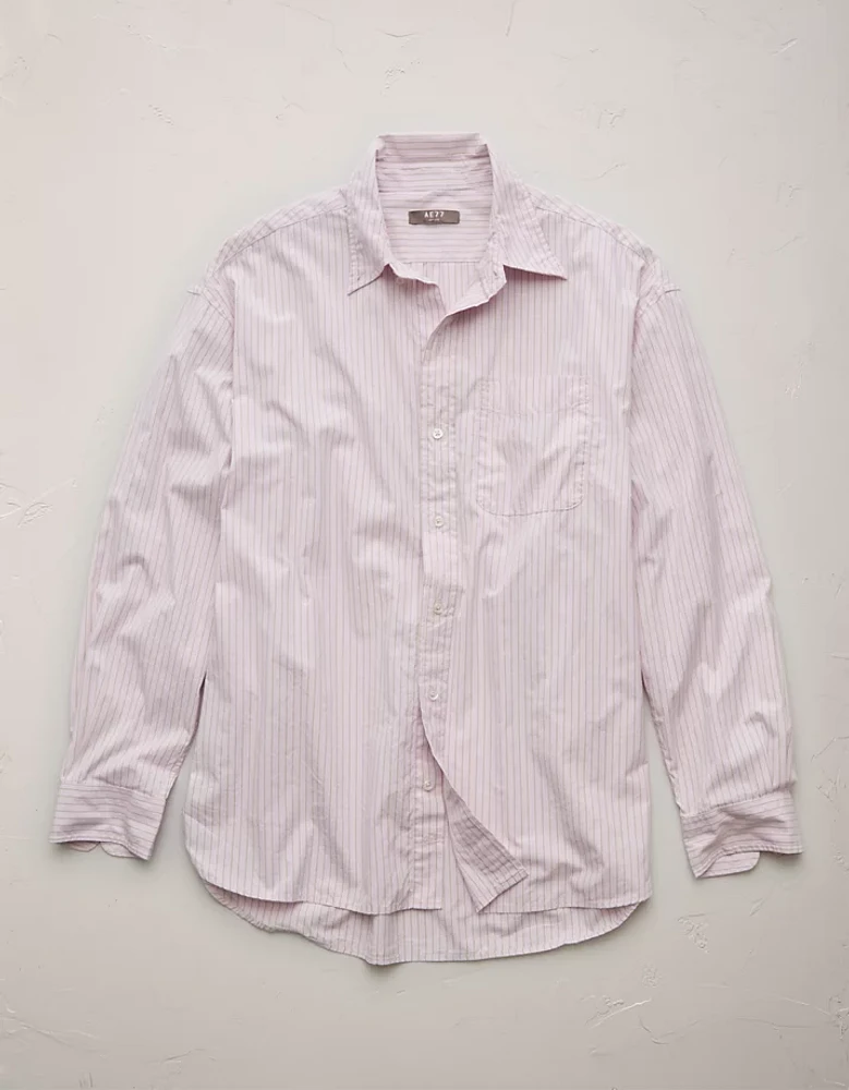 Chemise à col boutonné rayures décontractée en popeline haut de gamme AE77