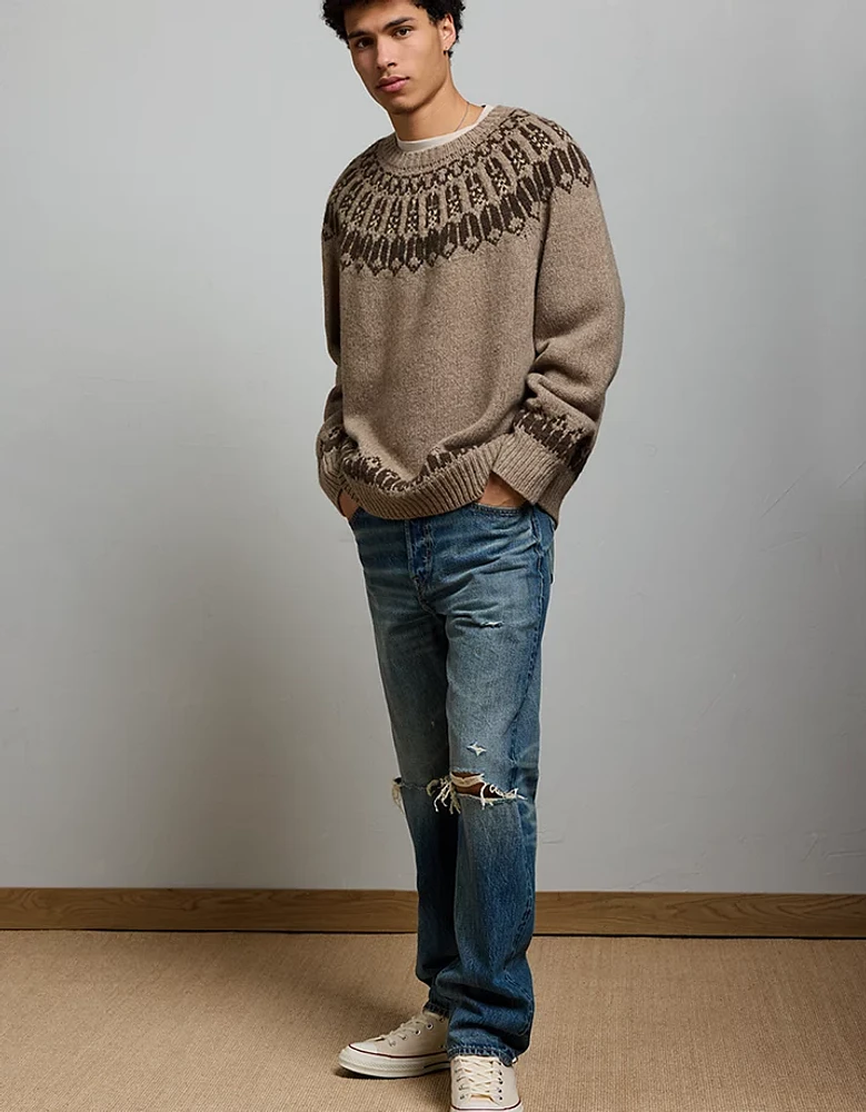 AE77 Premium Wool Fair Isle Sweater