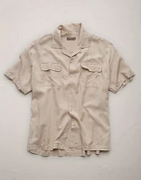 AE77 Premium Relaxed Short-Sleeve Button-Up Shirt
