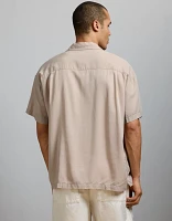 AE77 Premium Relaxed Short-Sleeve Button-Up Shirt