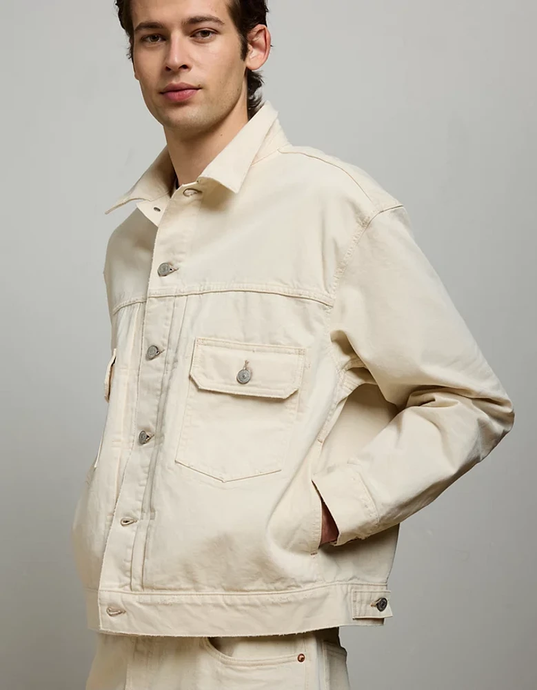 Veste de camionneur ajustée en denim haut gamme AE77