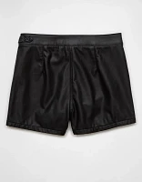 Jupe-short portefeuille en cuir végétalien à taille haute AE