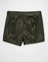 AE High-Waisted Vegan Leather Wrap Skort