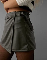 AE High-Waisted Vegan Leather Wrap Skort