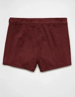 Jupe-short portefeuille à taille haute au fini suédé AE