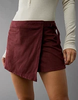 Jupe-short portefeuille à taille haute au fini suédé AE