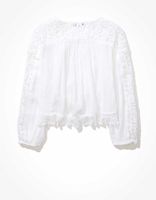 AE V-Neck Lace Tie-Front Blouse