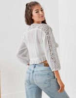AE V-Neck Lace Tie-Front Blouse