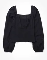 AE Long-Sleeve Smocked Blouse