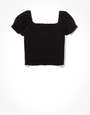AE Short-Sleeve Smocked Blouse