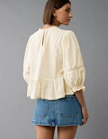 AE High-Neck Eyelet Blouse