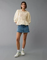 AE High-Neck Eyelet Blouse