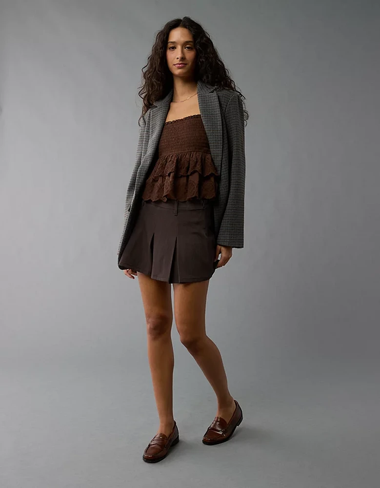 AE Long-Sleeve Smocked Tiered Top