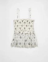 Bustier tubulaire à volants motif floral AE