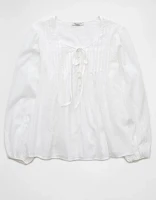 AE Long-Sleeve Pintuck Blouse