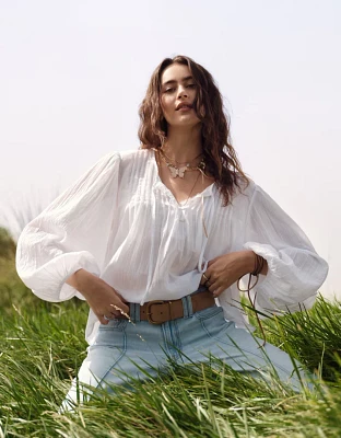 Blouse bohémienne légère à manches longues AE