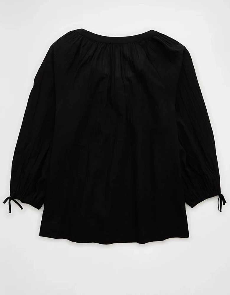 Blouse à encolure ouverte et manches longues AE