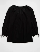 Blouse à encolure ouverte et manches longues AE