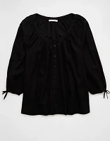 Blouse à encolure ouverte et manches longues AE