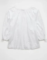 AE Long-Sleeve Open Neck Blouse