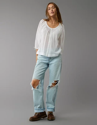 Blouse à encolure ouverte et manches longues AE