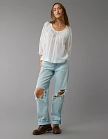 Blouse à encolure ouverte et manches longues AE