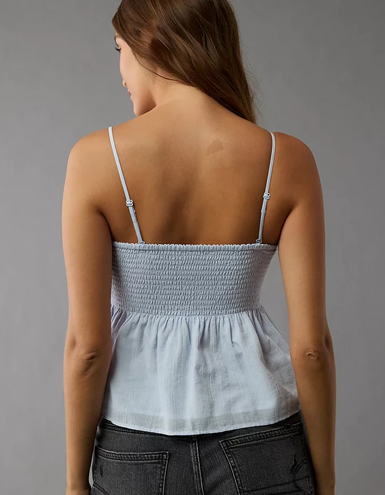 AE Smocked Babydoll Bow Tank Top