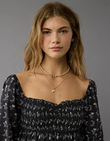 AE Long-Sleeve Smocked Babydoll Blouse