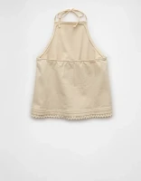 Haut en denim bain-de-soleil au crochet AE