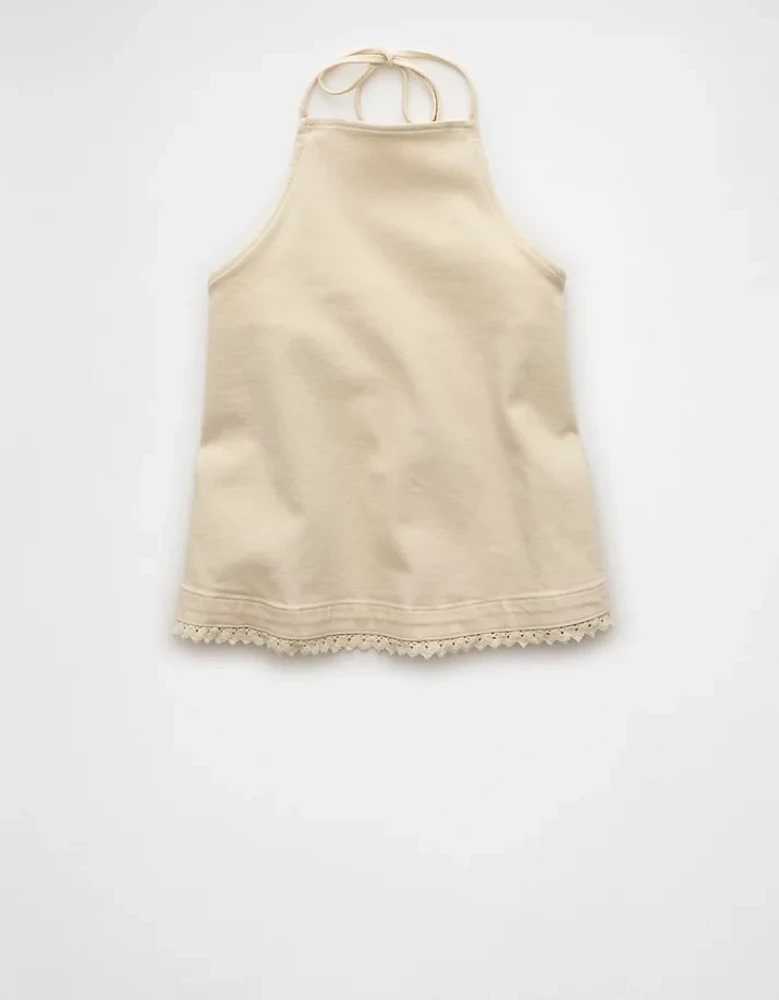 Haut en denim bain-de-soleil au crochet AE