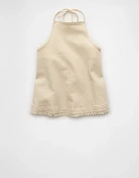 Haut en denim bain-de-soleil au crochet AE