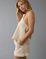 Haut en denim bain-de-soleil au crochet AE