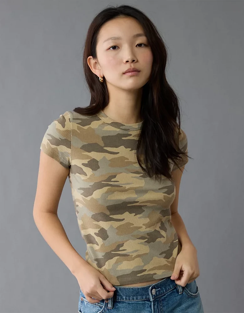 Petit t-shirt à motif camouflage Hé AE
