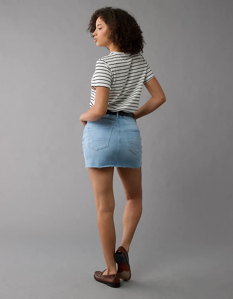 AE Next Level Curvy High-Waisted Denim Mini Skirt