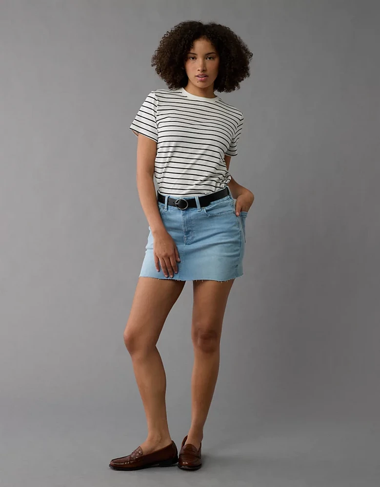 AE Next Level Curvy High-Waisted Denim Mini Skirt