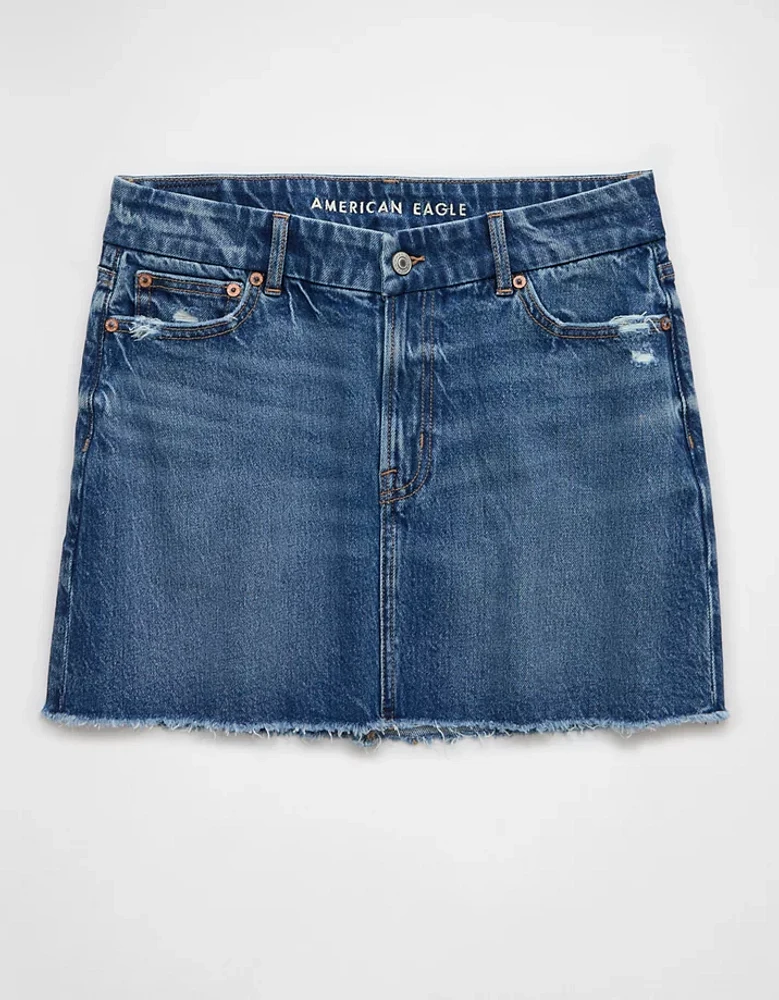 AE Stretch Curvy High-Waisted Perfect Denim Mini Skirt