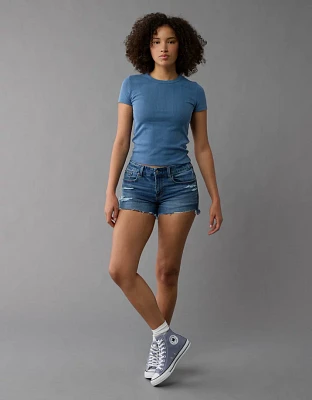 Short mi-long en denim à taille basse déchiré rondeur Next Level AE