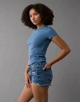 AE Next Level Curvy Ripped Low-Rise Denim Midi Short