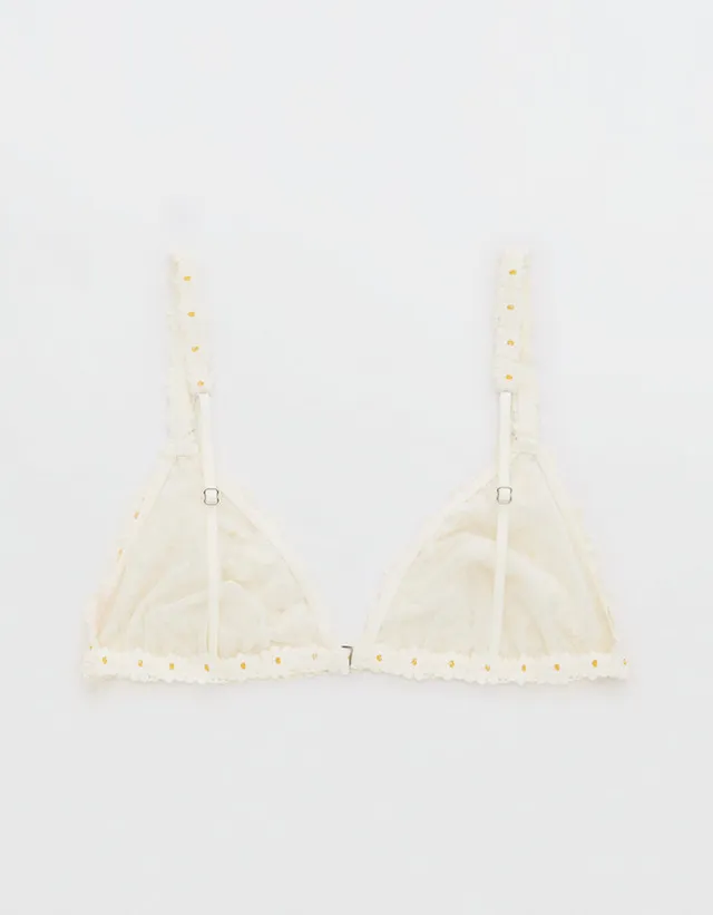Lace & Beads exclusive ruched tulle bralette in white daisy - part of a set