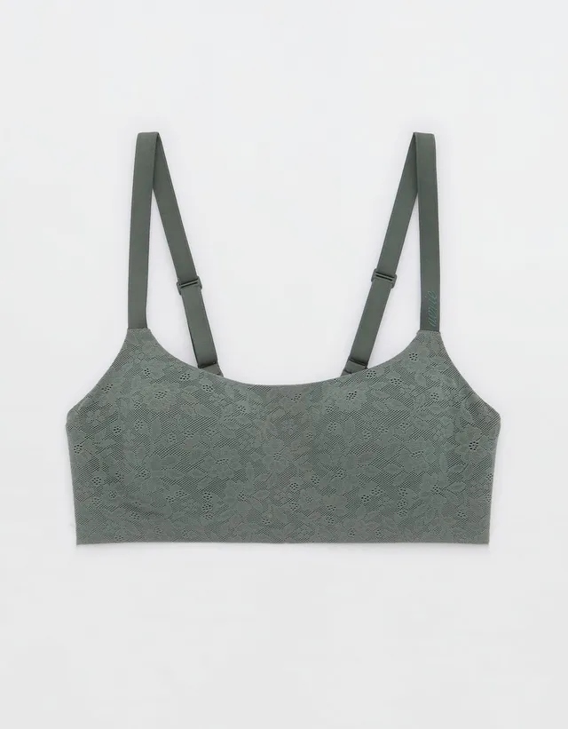 Aerie Sports Bra/ Bralette Comfy gray lace up bra - Depop