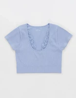 Superchill Seamless Lace Cap Sleeve Bra Top