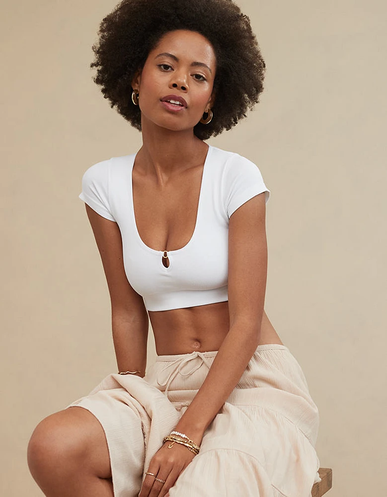 Superchill Seamless Ring Cap Sleeve Bra Top