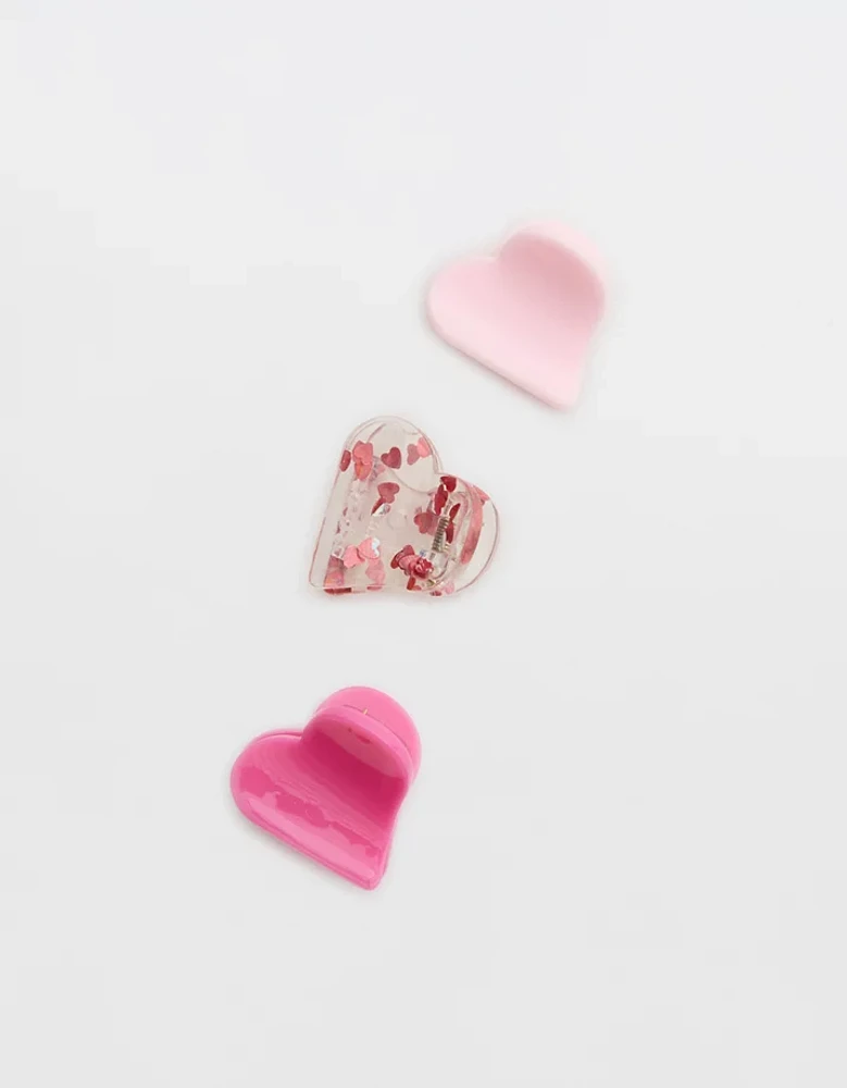 Aerie Mini Heart Hair Clip 3-Pack