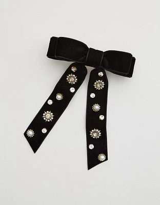 Aerie Embellished Velvet Bow Barrete