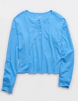 Aerie Cotton Mix Henley Long Sleeve Shirt