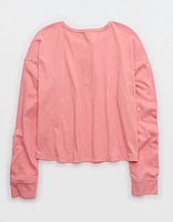 Aerie Cotton Mix Henley Long Sleeve Shirt