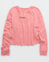 Aerie Cotton Mix Henley Long Sleeve Shirt