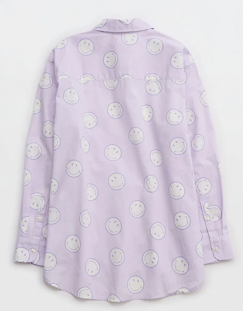 Aerie Smiley® Poplin PJ-to-Party Shirt