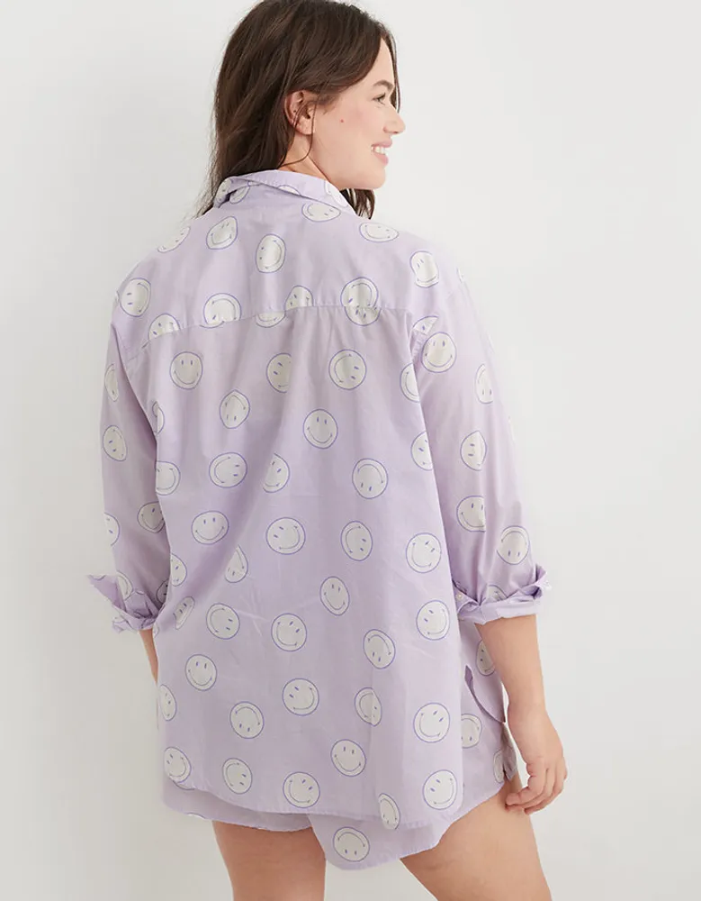 Aerie Smiley® Poplin PJ-to-Party Shirt